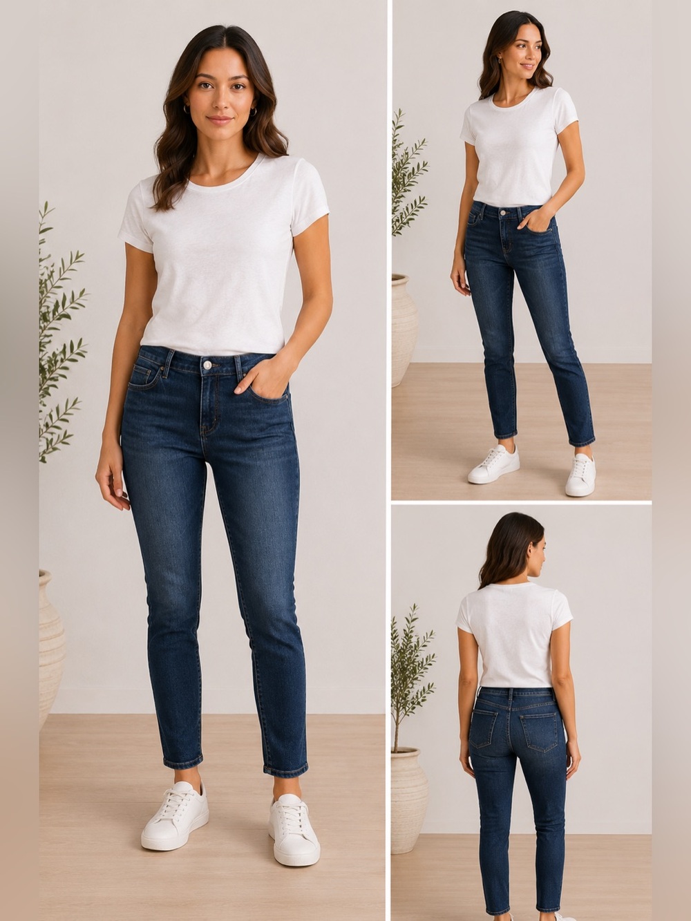 a.n.a Women's Dark Blue Skinny Ankle Jeans